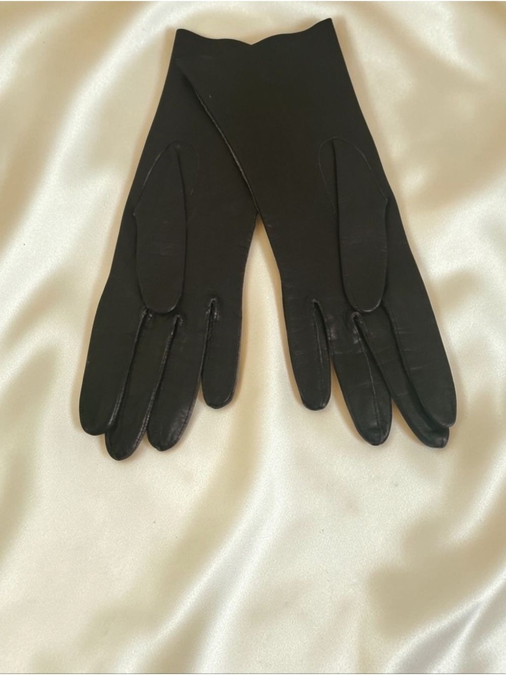 Vintage 60s Black Leather Gloves Made in Italy Size 6.5 – 12” Elegant Classic - Picture 4 of 5